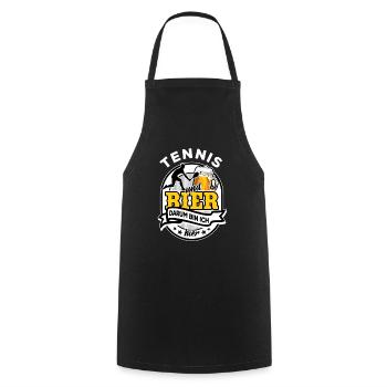 Tennis & Bier - darum bin ich hier - Kochschürze - Schwarz - Vorne - AI Model Male 185 dark (185cm)