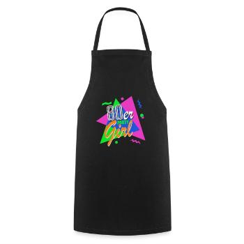 80s Party Girl - 80s - Colorful + Crazy - Cooking Apron - black - Front - AI Model Male 185 dark (185cm)