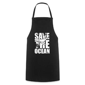 Sauver l’océan - baleine - baleine à bosse - cadeau - Tablier de cuisine - noir - Devant - AI Model Male 185 dark (185cm)