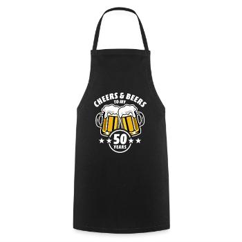 Cheers & Beers to my 50 years - 50th birthday - Cooking Apron - black - Front - AI Model Male 185 dark (185cm)