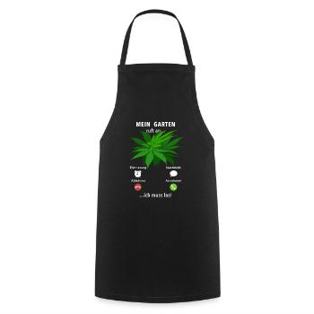 Mein Garten ruft an - ich muss los - Cannabis - Kochschürze - Schwarz - Vorne - AI Model Male 185 dark (185cm)