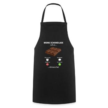 Meine Schokolade ruft an - ich muss los - Spruch - Kochschürze - Schwarz - Vorne - AI Model Male 185 dark (185cm)