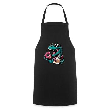 Süßer Dino T-Rex Donut Kaffee - Kochschürze - Schwarz - Vorne - AI Model Male 185 dark (185cm)