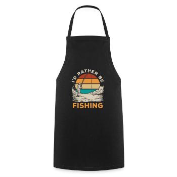 Vintage Angler Retro Fisherman Fishing Sunset - Cooking Apron - black - Front - AI Model Male 185 dark (185cm)
