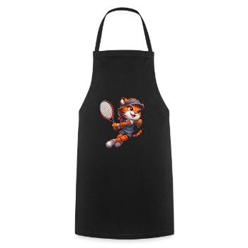Tiger Tennisspielerin Rückhand Raubkatze Mädchen - Kochschürze - Schwarz - Vorne - AI Model Male 185 dark (185cm)