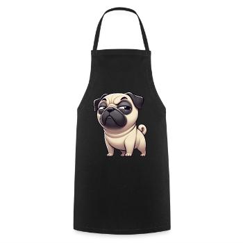 Skeptical Funny Pug Cartoon Dog - Cooking Apron - black - Front - AI Model Male 185 dark (185cm)