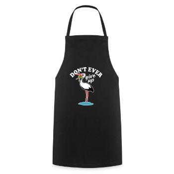 Frosch und Storch - Don't ever give up - Spruch - Kochschürze - Schwarz - Vorne - AI Model Male 185 dark (185cm)