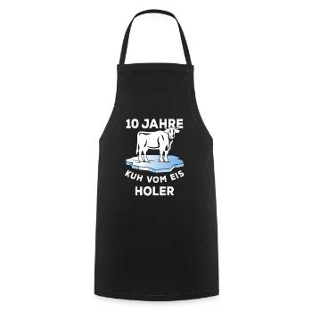 10 Jahre Kuh vom Eis Holer - Dienstjubiläum - Kochschürze - Schwarz - Vorne - AI Model Male 185 dark (185cm)