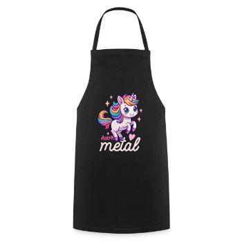 Einhorn Death Metal - Heavy Metal - Spruch - Kochschürze - Schwarz - Vorne - AI Model Male 185 dark (185cm)