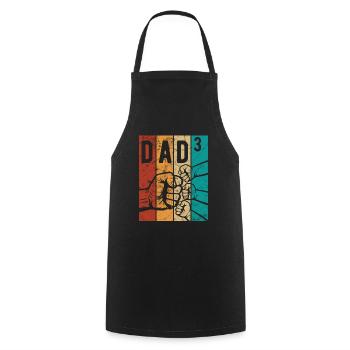 Dad 3 - Dad of three children - Team - Family - Cooking Apron - black - Front - AI Model Male 185 dark (185cm)