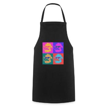 Karl Marx - cool mit Zigarre - Warhol Stil - Kochschürze - Schwarz - Vorne - AI Model Male 185 dark (185cm)