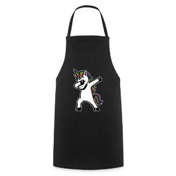 Einhorn dabbing - Regenbogen Farben - Geschenk - Kochschürze - Schwarz - Vorne - AI Model Male 185 dark (185cm)