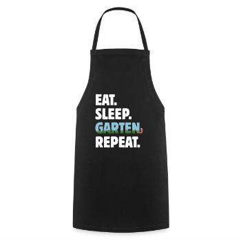 Eat Sleep Garten Repeat - Gärtner Geschenk - Kochschürze - Schwarz - Vorne - AI Model Male 185 dark (185cm)