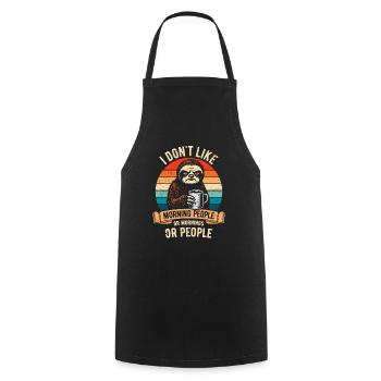 I don't like Morning People - Sloth with Coffee - Cooking Apron - black - Front - AI Model Male 185 dark (185cm)