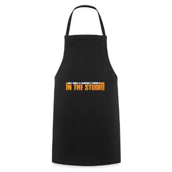 Single, Married, In The Studio 8 - Cooking Apron - black - Front - AI Model Male 185 dark (185cm)