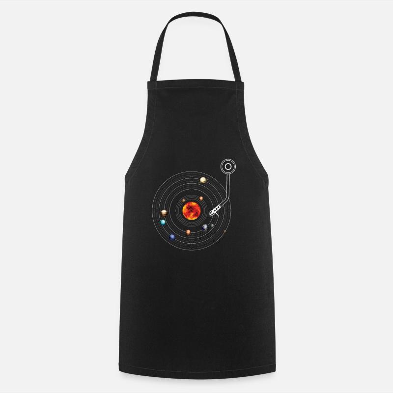 Turntable Solar System Vinyl Planets Moons - Cooking Apron - black