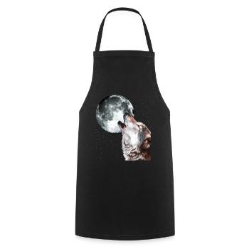 Hurlement loup à la pleine lune hommes - Tablier de cuisine - noir - Devant - AI Model Male 185 dark (185cm)