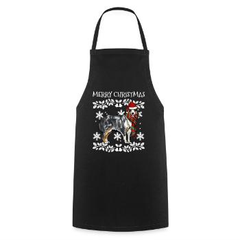 Joyeux Noël Ornement Berger australien Noël - Tablier de cuisine - noir - Devant - AI Model Male 185 dark (185cm)