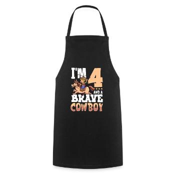 Ich bin 4 - Jungen Cowboy - Kochschürze - Schwarz - Vorne - AI Model Male 185 dark (185cm)