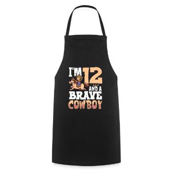 Ich bin 12 - Jungen Cowboy - Kochschürze - Schwarz - Vorne - AI Model Male 185 dark (185cm)