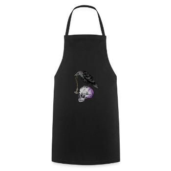 Gothic crow with Mjölnir necklace on skull - Goth - Cooking Apron - black - Front - AI Model Male 185 dark (185cm)