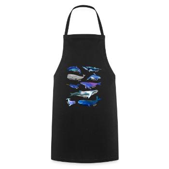Drawings of whales - various species of whales - Cooking Apron - black - Front - AI Model Male 185 dark (185cm)