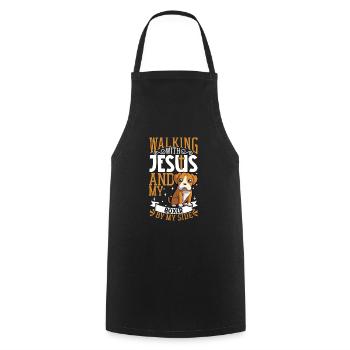 Jesus and Dog - Boxer - Cooking Apron - black - Front - AI Model Male 185 dark (185cm)
