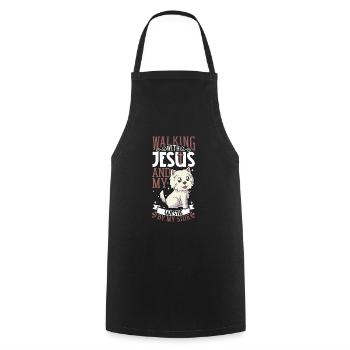 Jesus and Dog - West Highland Terrier - Cooking Apron - black - Front - AI Model Male 185 dark (185cm)
