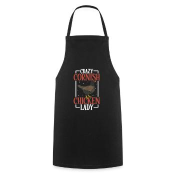 Crazy Cornish Chicken Lady - Indian fighter - Cooking Apron - black - Front - AI Model Male 185 dark (185cm)