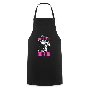 Ne sous-estimez jamais une fille dans Hapkido - Tablier de cuisine - noir - Devant - AI Model Male 185 dark (185cm)