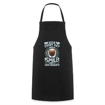 Lächeln mit Caffè macchiato - Kochschürze - Schwarz - Vorne - AI Model Male 185 dark (185cm)