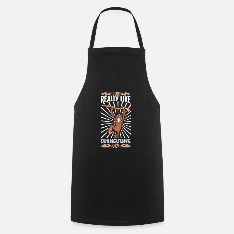 J’adore les orangs-outans - Orangs-outans - Tablier de cuisine - noir