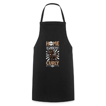 Home - Curly-coated Retriever - Cooking Apron - black - Front - AI Model Male 185 dark (185cm)