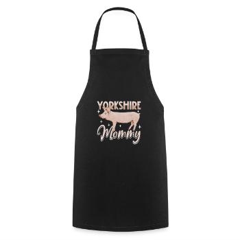 Maman cochon du Yorkshire - Tablier de cuisine - noir - Devant - AI Model Male 185 dark (185cm)