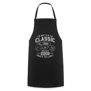 2008 Vintage Birthday Cafe Racer Motorcycle - Cooking Apron - black - Front - AI Model Male 185 dark (185cm)