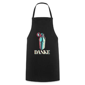 Flasche mit festen Deckel Danke - Kochschürze - Schwarz - Vorne - AI Model Male 185 dark (185cm)