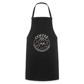 Café et Affenpinscher - Tablier de cuisine - noir - Devant - AI Model Male 185 dark (185cm)