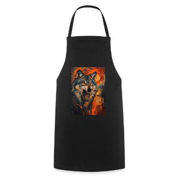 Wolf - Cooking Apron - black - Front - AI Model Male 185 dark (185cm)
