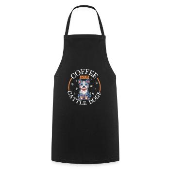 Kaffee und Australian Cattle Dog - Kochschürze - Schwarz - Vorne - AI Model Male 185 dark (185cm)