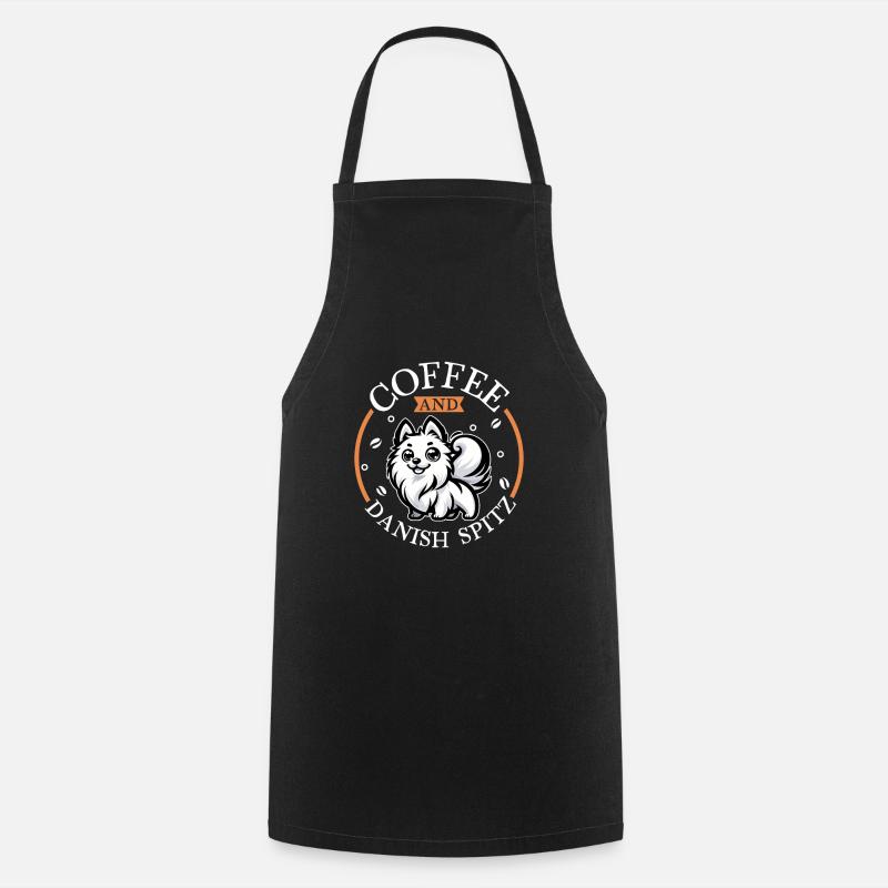 Café et Spitz danois - Tablier de cuisine - noir