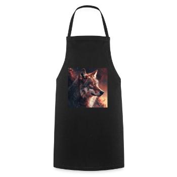 Wolf - Cooking Apron - black - Front - AI Model Male 185 dark (185cm)