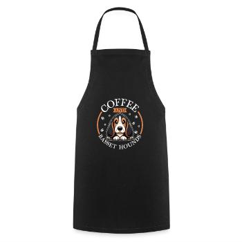 Coffee and Basset Hound - Cooking Apron - black - Front - AI Model Male 185 dark (185cm)