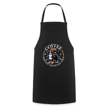 Café et bouvier bernois - Tablier de cuisine - noir - Devant - AI Model Male 185 dark (185cm)