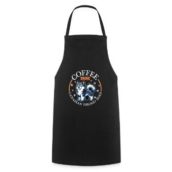 Café et chien esquimau canadien - Tablier de cuisine - noir - Devant - AI Model Male 185 dark (185cm)