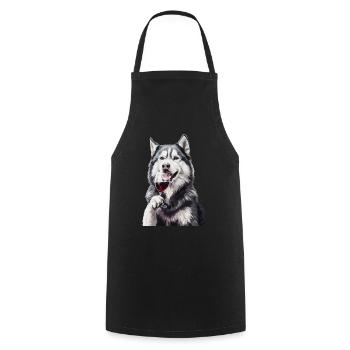 Siberian Husky - Cooking Apron - black - Front - AI Model Male 185 dark (185cm)