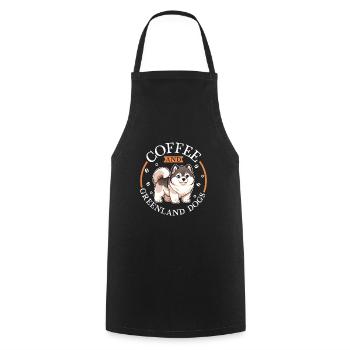 Café et chien du Groenland - Tablier de cuisine - noir - Devant - AI Model Male 185 dark (185cm)