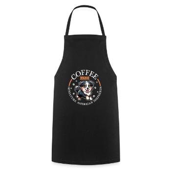 Café et berger américain miniature - Tablier de cuisine - noir - Devant - AI Model Male 185 dark (185cm)