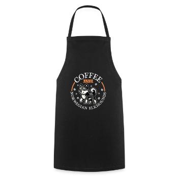 Café et chien d’élan norvégien - Tablier de cuisine - noir - Devant - AI Model Male 185 dark (185cm)
