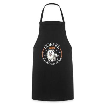 Coffee and Samoyed - Cooking Apron - black - Front - AI Model Male 185 dark (185cm)