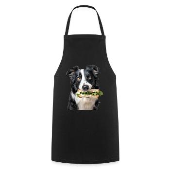 Border Collie - Cooking Apron - black - Front - AI Model Male 185 dark (185cm)